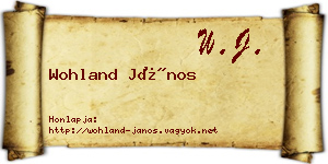 Wohland János névjegykártya